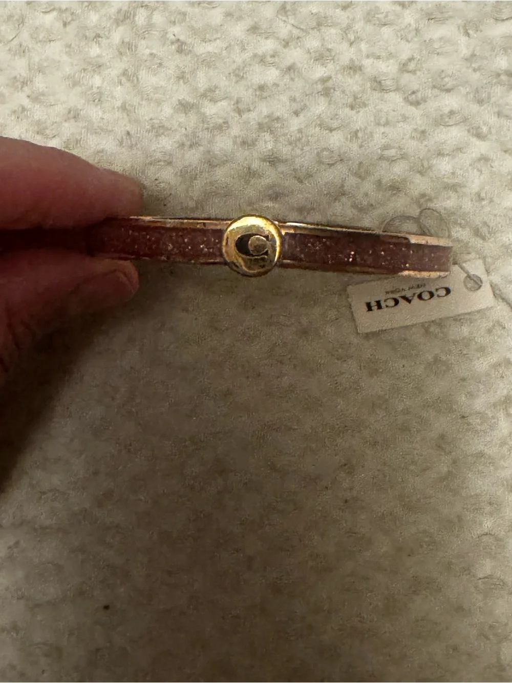 Coach Gold-Tone Pink Glitter C Initial Bangle Bracelet F39599 - Picture 12 of 15